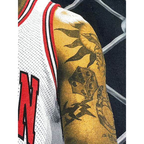 Dennis Rodman t shirt mens Large black Big Print Chicago Bulls NBA - Picture 6 of 8